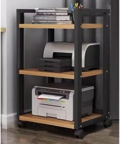 Support d'armoire stéréo pour équipement Audio et vidéo de Salon/Maison, Support de composant multimédia Robuste à Poser au Sol avec étagère réglable en Hauteur et roulettes (Couleur : Noir-