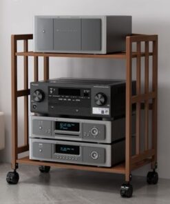 Support multimédia AV avec roulettes, étagère pour console de jeux vidéo, étagère stéréo à 2/3/4/5 niveaux, tour audio, étagères réglables, étagère d'angle pour salle d'enregistrement, théât