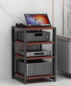 Générique (FR:Support multimédia Mobile à 4 Niveaux, Meuble stéréo Ouvert, Lecteur CD, Meuble TV, Meuble de Rangement pour Composants avec étagère en Bois réglable en Hauteur pour la Maison/Le Bure