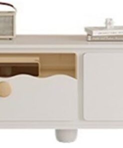 Meuble TV Meuble TV Blanc à 2 tiroirs, Coins arrondis, Moderne et Minimaliste, Espace de Rangement for cloison de Salon et de Maison Meuble pour téléviseur