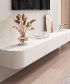 Meuble TV Flottant avec tiroirs Console multimédia TV Meuble TV Flottant Unités multimédia TV avec Rangement Meuble TV Mural pour Salon, Salle à Manger, Chambre