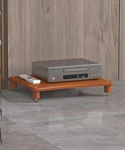 Meuble en Bois Massif pour Supports multimédia AV, Composants Audio et vidéo, Meuble pour Lecteur CD sur Pied, Meuble de Rangement Ouvert pour cinéma d'angle à Domicile (café, 10 cm/3,9 pouc