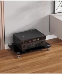 1 2 3 4 Petit meuble stéréo à niveaux pour salon, support TV audio vidéo, tour de composants, étagère de divertissement d'angle, unité de rangement pour console de jeu, amplificateur de haut
