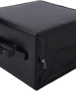 VOSAREA Porte-cd Portefeuille 360 Disques en Tissu Noir Poignée | Grosse Capacité, Format Album de Rangement, pour Supports Audio et Vidéo
