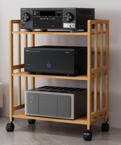 Support pour Lecteur DVD, Meuble TV en Bois - Support de Platine Vinyle Mobile pour Salon et Bureau.