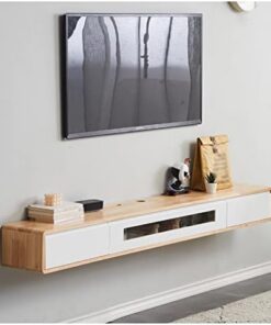 Générique Meuble TV Flottant, Meuble TV Mural, Console multimédia de Divertissement, étagères flottantes avec Porte, pour clapier de Rangement sous TV (Couleur : E, Taille : 140 cm)