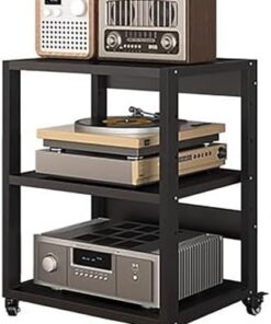 Supports et étagères HiFi Armoire de Rack Audio Étagère AV, 2 3 4 5 Niveaux Tour de Rack Audio sur roulettes, Support multimédia Audio-vidéo Robuste Supports de Composants stéréo de divertis