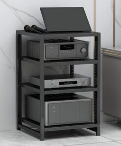 Support multimédia multicouche, meuble multimédia AV, étagère réglable, support audio pour divertissement, étagère d'affichage multifonctionnelle avec rangement ouvert, cadre en acier robust