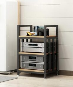 Générique Meuble multimédia d'angle, Meuble multimédia, armoires stéréo, avec étagère réglable, Support/Armoire de Composants stéréo roulants pour Salon/Maison/Bureau (Noir, 3 étages)