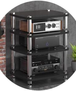 AV ShelfHIFI Meuble audio pour tourne-disque en MDF Noir 60 x 48 x 76 cm