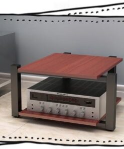 Meuble multimédia AV, Tour de Rack Audio, Rack d'amplificateur HiFi, étagère Audio-vidéo, Meuble de Rangement Ouvert pour Composants stéréo de Divertissement (Teck, 2 Niveaux)