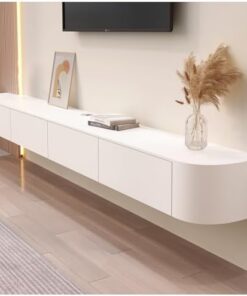 Générique Meuble TV, Support TV Flottant, Meuble TV Mural avec Porte et tiroir, étagères flottantes, Console multimédia de Divertissement, Grand Banc de Rangement TV pour Salon et Bureau (D, 160 x 24