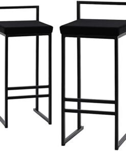 Lot de 2 tabourets de bar au design industriel, chaises de bar avec cadre en acier noir avec dossier et pédales de différentes hauteurs, tabourets de meubles de bar pour salon, salle à manger,