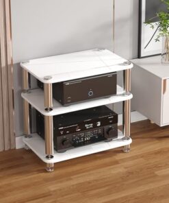 Support multimédia, étagère de Jeu, vitrine CD, Meuble AV Multifonctionnel et Moderne, étagère DVD, Meuble TV d'angle, étagère de projecteur, Facile à Assembler, pour Le Salon, Les Jeux, la