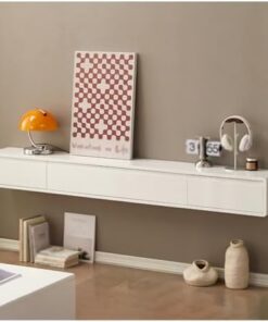 Générique Meuble TV Moderne et Simple pour Petit Appartement, Centre de Divertissement Mural, Meuble de Rangement, étagère Flottante pour sous la télévision (Couleur : Blanc 2, Taille : 160 cm)