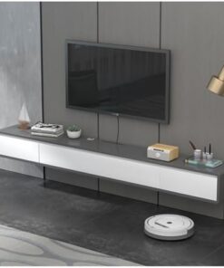 Meuble TV moderne pour salon et chambre à coucher, console multimédia à montage mural, étagère TV flottante, console TV de centre de divertissement avec armoires de rangement et portes rabat