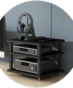 Étagère AV à 2/3/4 niveaux - Armoire audio Hi-Fi multicouche - Étagère Hifi - Support pour lecteur de disques - Unité multimédia de divertissement - Noir - 3 niveaux