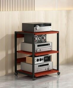 Meuble de Support stéréo, Supports de Console de Jeu multimédia à 3/4/5 Niveaux, Support de CD de Centre de Divertissement multimédia d'angle Moderne avec étagères de Rangement en Bois pour