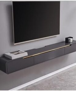 Meuble TV flottant à fixation murale, support TV flottant avec gestion des câbles, console TV minimaliste, meuble TV tendance pour téléviseurs jusqu'à 150 cm, noir