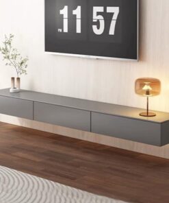 Centre de divertissement à domicile en bois massif, table console multimédia, meuble TV moderne avec tiroirs, meuble de rangement TV mural avec rangement, meuble TV flottant pour salon, doss