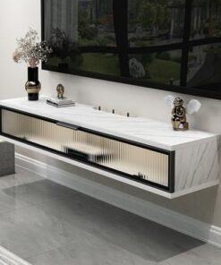 Meuble TV suspendu, meuble TV flottant avec tiroirs, couvercles rabattables, console multimédia murale, console TV flottante murale, meuble TV mural moderne pour salon, chambre à coucher (ma