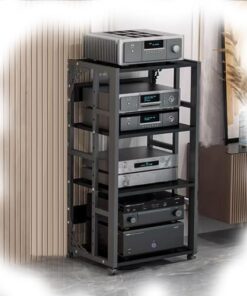 Support multimédia AV Mobile, Support de Composants Audio HiFi réglable avec roulettes, Meuble Tour stéréo Robuste, amplificateur, Console de Haut-parleurs, étagère pour Salon