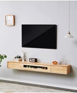 Meuble TV Mural, Meuble TV Flottant avec étagères de Porte, Console multimédia de Divertissement, clapier de Rangement sous Le téléviseur - Design Moderne pour Le Salon