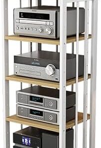 Meuble de Rangement pour Composants stéréo commerciaux, Meuble de Rangement pour Supports multimédias avec roulettes universelles à 360 °, étagère Audio-vidéo réglable pour Salle de réunion