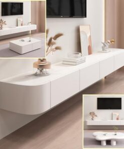 Générique Meuble TV en Bois Massif, Meuble TV Suspendu, Meuble TV Suspendu pour Salon, Maison, Table Basse Suspendue, Meuble TV 140, 160, 180, 200, 220, 240 cm, Plusieurs Tailles (Noir, 160 * 20 * 24