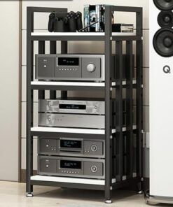 Supports de Stockage multimédia Mobiles, Support multimédia, Support HiFi, Armoire de Composants Audio, Support de Jeu, Support Audio sur Pied, Facile à Assembler pour Salon, Salle de Jeux,