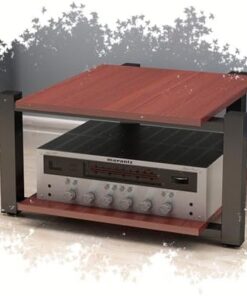 Meuble multimédia AV 2/3/4 Niveaux, étagère Audio-vidéo, Meuble de Rangement multimédia, Support stéréo Moderne, Tour Audio pour équipement Audio HiFi (Teck, 2 Niveaux)