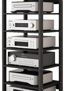 Générique Support multimédia AV 5/6/7 Niveaux, Support Audio Mobile, Support de Lecteur Tour, Support Audio avec roulettes, Hauteur réglable pour Salle d'enregistrement de Jeux (7 Niveaux)