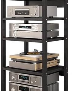 Supports et étagères HiFi Armoire de Rack Audio Étagère AV, 2 3 4 5 Niveaux Tour de Rack Audio sur roulettes, Support multimédia Audio-vidéo Robuste Supports de Composants stéréo de divertis