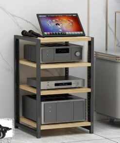 Support multimédia AV avec roulettes | Étagères réglables Tour stéréo | Support Audio Blanc pour étagère de Console de Jeux vidéo | Organisateur d'étagère d'angle pour Salle d'enregistrement