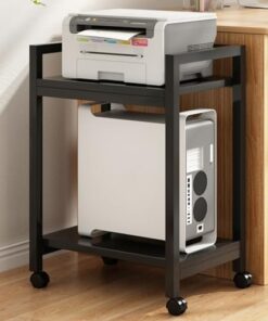 Supports et Supports stéréo Support de Stockage multimédia avec roulettes - Armoire de Composants vidéo Mobile à 2 Niveaux, Support multimédia AV Blanc pour système de Divertissement à domic