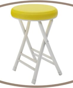 Tabouret pliable rond rembourré, 45,7 cm, tabouret de bar pliable, léger et portable, pour salle à manger, chambre à coucher, salle de bain (jaune)