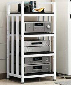 Supports de Stockage multimédia Mobiles, Support multimédia, Support HiFi, Armoire de Composants Audio, Support de Jeu, Support Audio sur Pied, Facile à Assembler pour Salon, Salle de Jeux,