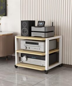 Support multimédia Multicouche, Support multimédia à 3 Niveaux pour lecteurs multimédia AV, étagères Mobiles en Bois, Support d'angle pour téléviseur, Support d'amplificateur, Support Audio,