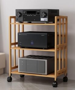 Meuble Audio HiFi en Bois avec roulettes, pour Enceintes, lecteurs DVD et Supports multimédias, 50, 55, 60, 70, 80 cm de Long (3 Niveaux, 88 cm de Haut, 50 cm de Large).