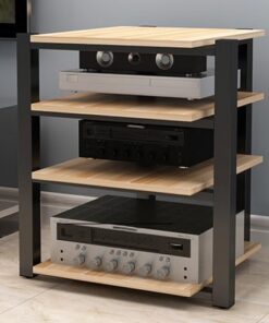 Système de Rack stéréo Moderne, Meuble amplificateur à 4 Niveaux de 35 Pouces de Hauteur, étagère multimédia HiFi pour Salle d'enregistrement/hôtel/café, Support de Lecteur CD DVD Audio-vidé