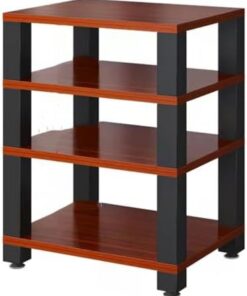 Étagère de Rangement Ouverte multifonctionnelle pour Composants Audio et vidéo, 1, 2, 3 ou 4 Niveaux (Teck)
