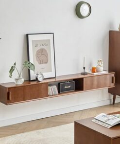 Étagère flottante, grand meuble de rangement pour TV, support TV flottant mural, étagère murale en bois avec tiroir, centre de divertissement mural à usage domestique pour salon, hôtel (coul