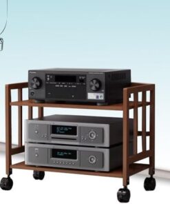 Support Audio réglable à roulettes, Meuble Audio HiFi en Bois, Meuble de Rangement multimédia Mobile, Grande Tour Audio vidéo