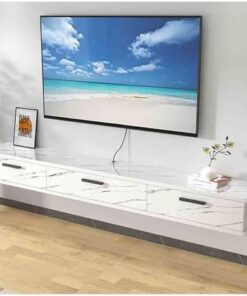 Meuble TV Flottant, étagère Murale Moderne pour Console multimédia pour Rangement sous téléviseur, Centre de Divertissement, Salon, Chambre à Coucher (200 cm/79 Pouces)