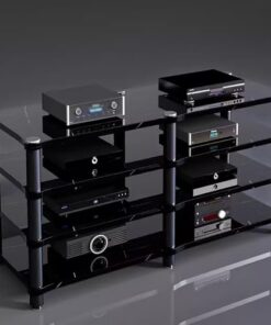 Composant de Support d'armoire multimédia AV - Supports et Supports stéréo à Plusieurs étages avec Absorption des Chocs - Étagères Audio et vidéo domestiques pour amplificateurs, Haut-parleu