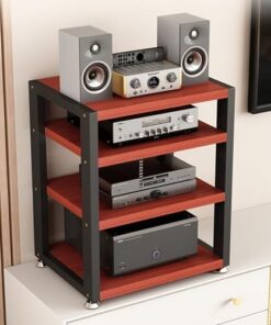 Meuble multimédia audio-vidéo moderne, armoire AV ouverte, armoire de rangement multimédia, étagère de rangement multifonctionnelle à 4 niveaux pour bureau à domicile, composants stéréo de d