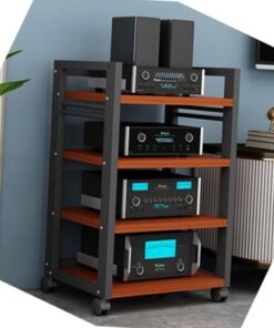 Générique Meuble de Rangement d'angle pour Lecteur CD, Meuble TV, Support Audio Multifonctionnel à 4/5 Niveaux, Support stéréo, Support de Rangement AV, Tour Audio pour lecteurs DVD, boîtier TV (Noir