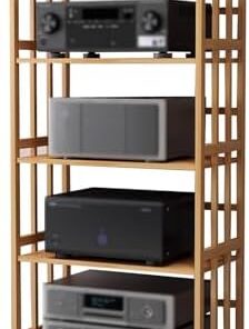 Tour de rack de composants audio à 5 niveaux, étagères d'équipement de support stéréo multimédia mobiles, changeur de CD DVD, platine vinyle, amplificateur intégré, appareils de jeu, amplifi