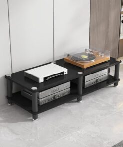 Meuble Tour Audio multimédia, Support pour Console de Jeu, Support Audio sur Pied, présentoir pour Haut-parleurs, Support multimédia Audio-vidéo Moderne, Facile à Assembler pour Salle d'enre