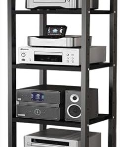 Support multimédia pour centre de divertissement, support audio sur pied à hauteur réglable, armoire de rangement pour lecteur CD pour composants vidéo, équipement stéréo, consoles de jeu, a